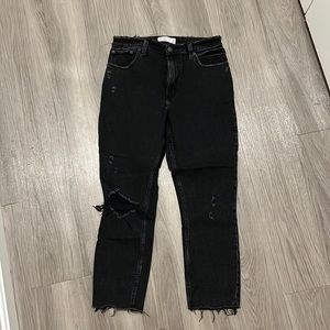 Abercrombie black distressed jeans, skinny high rise, curve love